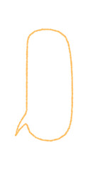 Hand drawn crayon speech balloon with rectangle contour forms the main subject. This sketch outline balloon shows organic chat and talk symbol for communication, with round graphic style accent.