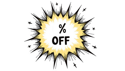 Dynamic pow symbol with % OFF sign in amber and charcoal for editable Black Friday advertisements