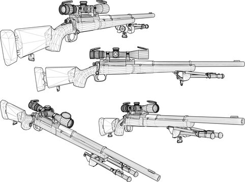 sketch vector illustration design image of a classic old long-barreled rifle weapon vintage ethnic 