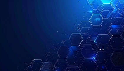 Futuristic Blue Hexagon Technology Background with Digital Grid Pattern