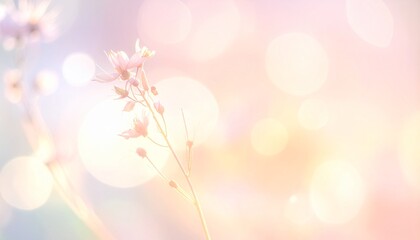 Fototapeta premium Soft Pastel Bokeh Background with Delicate Wildflowers, Dreamy Spring Light, Ethereal Floral Beauty and Gentle Glow
