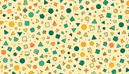 Abstract seamless pattern with scattered colorful geometric shapes. Modern graphic design background in retro style for texture.