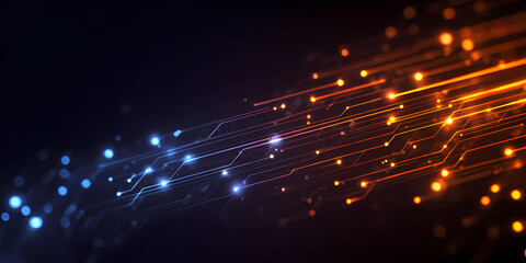 Abstract Technology Data Stream with Glowing Particle Trails