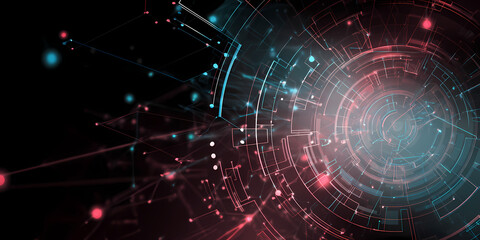 Obraz premium Abstract Futuristic Technology Background with Glowing Lines and Particles
