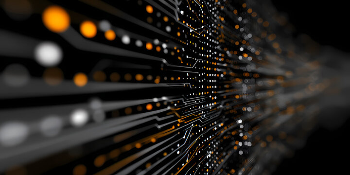 Abstract data stream with glowing lights and interconnected lines