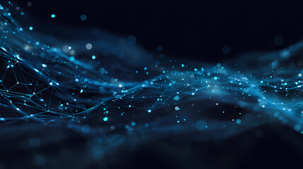 Abstract Digital Network with Glowing Dots and Interconnected Lines