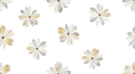 A Seamless Pattern Of Delicate Watercolor Daisies In Muted Beige And Grey Hues Arranged On A Transparent Background Daisy Flower Floral Nature Spring Summer