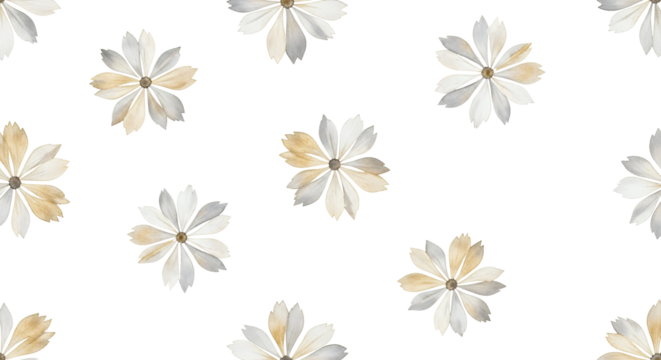 A Seamless Pattern Of Delicate Watercolor Daisies In Muted Beige And Grey Hues Arranged On A Transparent Background Daisy Flower Floral Nature Spring Summer