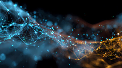 Abstract Technology Network Blue and Orange Data Connection