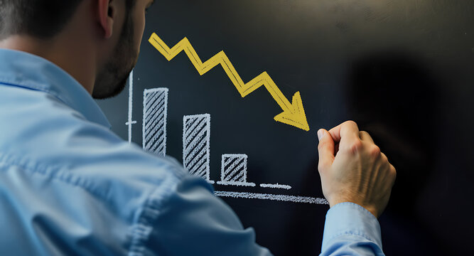 Businessman Drawing a Downward Trend Chart - Powered by Adobe