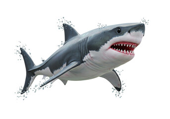 Naklejka premium Great White Shark with Open Mouth PNG illustration isolated on transparent background Dangerous predator with sharp teeth