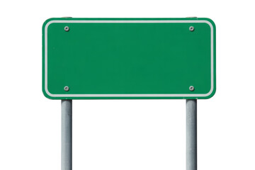 Create custom messages on a blank green road sign, perfect for directional guidance or informational displays.