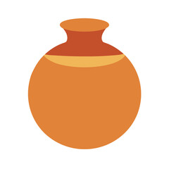 flat color design of a round clay flower vase