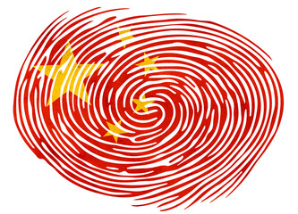 China flag in the form of a fingerprint in cheerful colors vector 