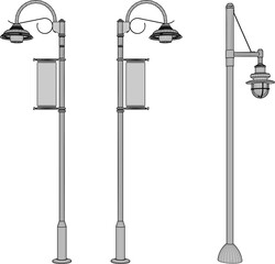 Obraz premium sketch vector illustration silhouette design classic vintage city park lamp ethnic europe 