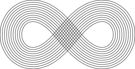 A geometric infinity symbol constructed with parallel lines