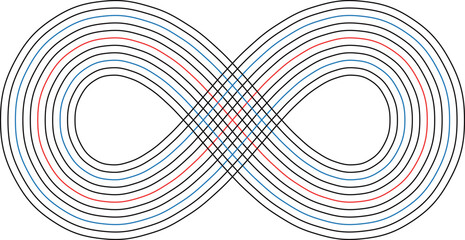 A geometric infinity symbol constructed with parallel lines