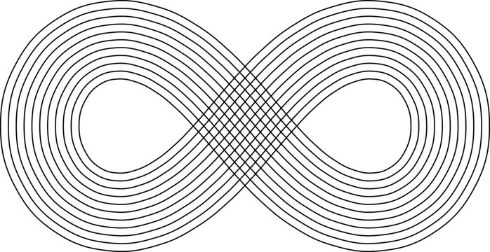 A geometric infinity symbol constructed with parallel lines