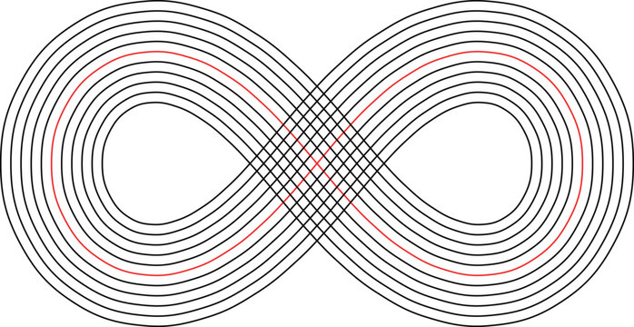 A geometric infinity symbol constructed with parallel lines