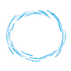 Blue glowing spark circle frame on transparent background
