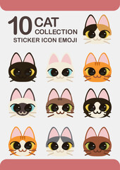 10 Cat collection sticker icon emoji