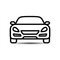 Naklejka premium Minimal Car Front View Pictogram in Black Line Art