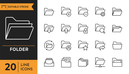 Folder icon set. Vector illustration