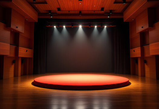 Illuminated Stage with Spotlight in Theater.