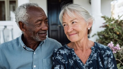 Joyful multiracial couple enjoying each other's company on a sunny day at home