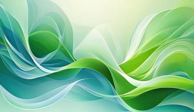 Abstract green background with curved lines vector presentation design, a flat style illustration of an abstract background with wavy green curves and smooth gradients.