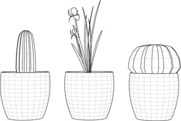 Vector sketch illustration of cactus flower plant decoration design for room decoration © jihan