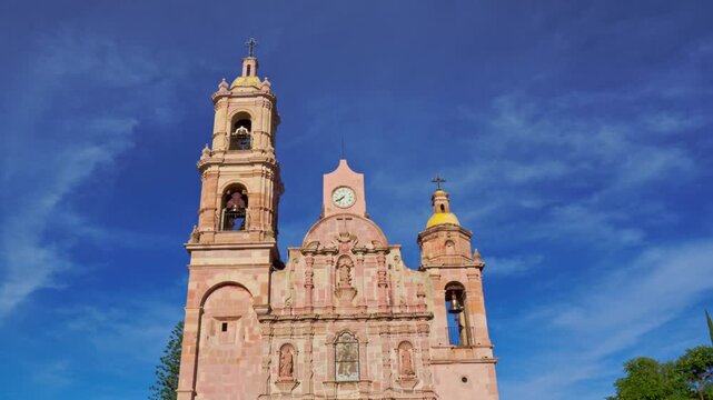 Facade of Nuestra Se&ntilde;ora del Carmen Parish, San Marcos, Aguascalientes at the mornig
