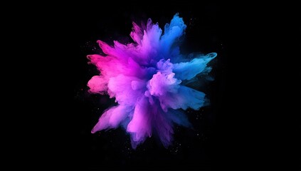 Black background with colorful smoke in the center, creating an abstract and atmospheric wallpaper. The vibrant colors of purple, blue, and pink add depth to the composition, while the dark backdrop