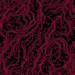 Futuristic Techno Circuit Seamless Grid Pattern