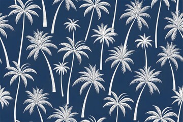 Seamless Tropical Palm Leaf Vector Pattern in White on Coral Background – 4K High Resolution, Fabric AOP design,  Elegant Seamless Vector Background of White Palm Fronds on Bold Colored Backgrounds.