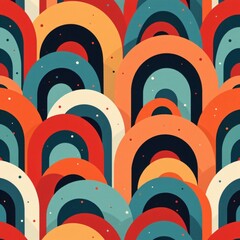 Retro Groove Arc Dot Seamless Pattern