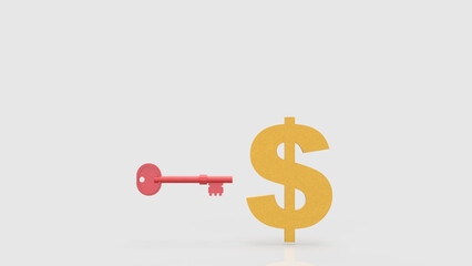 The Red Key and Dollar symbol for Business concept 3d Rendering.