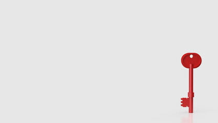 The Red Key On white Background for Security concept 3d Rendering.