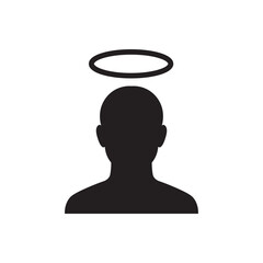 Haloed head silhouette. Simple head silhouette with halo, angelic, saint, spirituality.