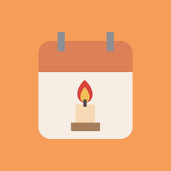 Candle calendar  reminder. Calendar page with lit candle, commemoration, vigil, memorial date.