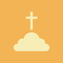 Cross above radiant cloud. Cross rising from a glowing cloud, salvation, hope, church symbol.