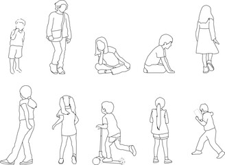 vector sketch illustration silhouette design image of a child playing  