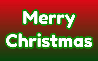 Naklejka premium Merry Christmas Text in Bold White Font With Green Outline Over Red-to-Green Gradient Background, Perfect for Festive Branding, Holiday Greetings, or Seasonal Design Assets