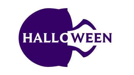 A purple Halloween logo on a white background, featuring a stylized design.