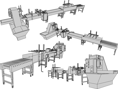 vector sketch illustration silhouette design industrial machine for factory