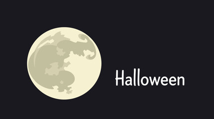 A full moon illuminates the night sky, with the word 