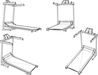 vector sketch illustration silhouette design of fitness machine sport fitness in gym center  