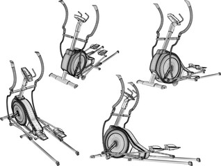 vector sketch illustration silhouette design of fitness machine sport fitness in gym center  