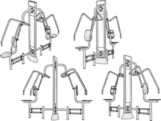 vector sketch illustration silhouette design of fitness machine sport fitness in gym center  
