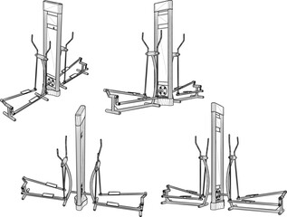 vector sketch illustration silhouette design of fitness machine sport fitness in gym center 
